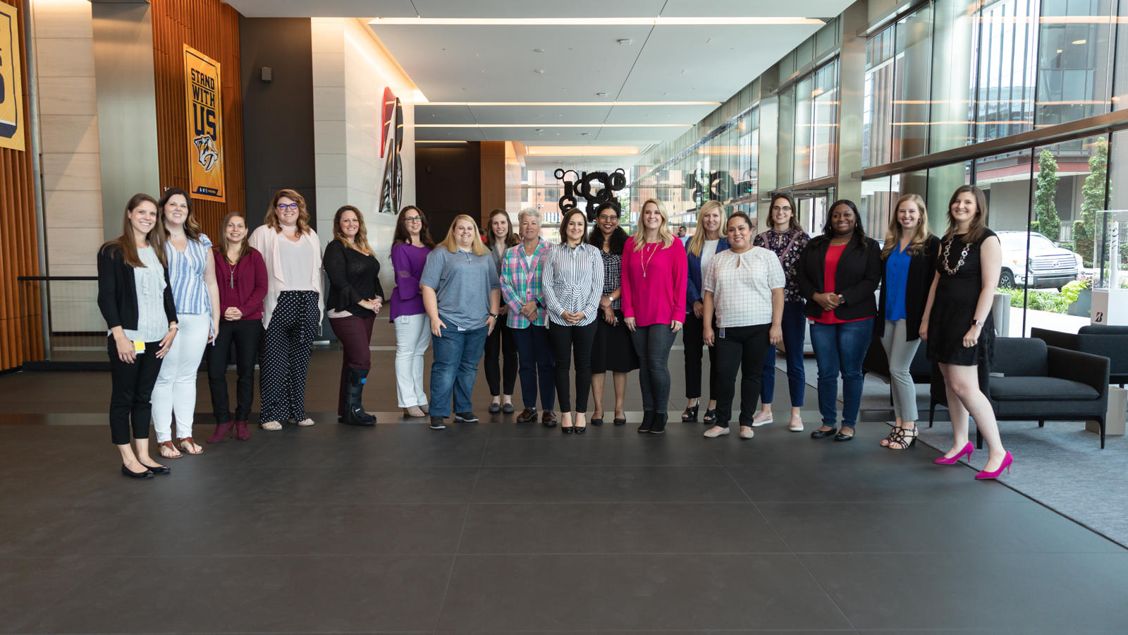 a group of women standing together