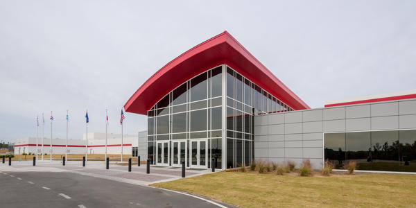 a building with a red roof