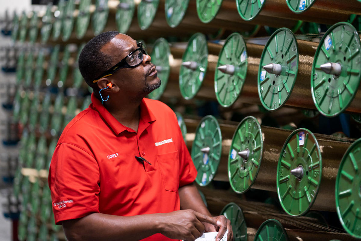 a man in a red shirt