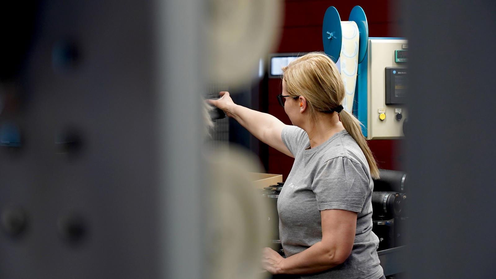 a woman pointing at something