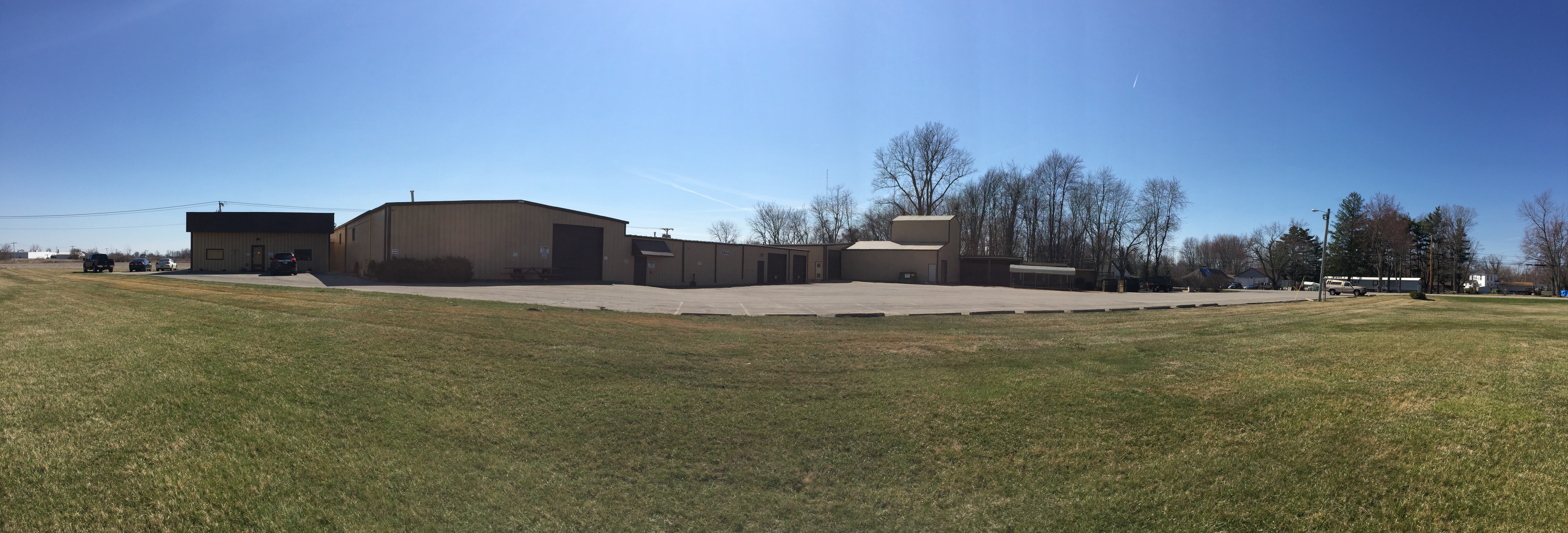 a building with a round parking lot